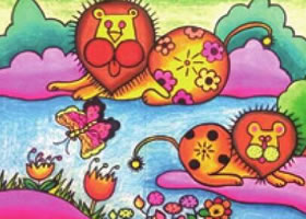 獅子王油棒畫畫法步驟