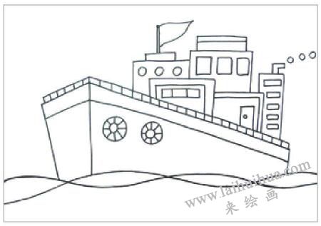 豪華游輪油棒畫畫法步驟01