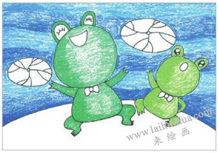 小青蛙呱呱油棒畫畫法步驟03