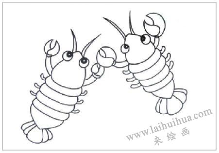 一對龍蝦油棒畫畫法步驟01