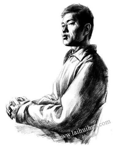 人物半身像素描的寫生步驟03