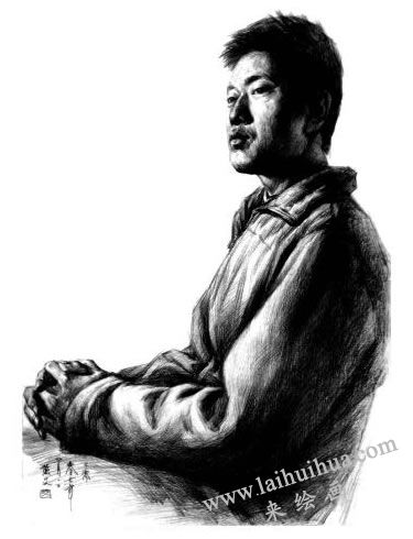 人物半身像素描的寫生步驟04