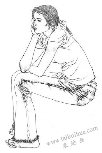 人物全身像素描的寫生步驟04