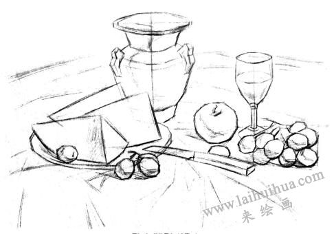 素描靜物的寫生步驟02