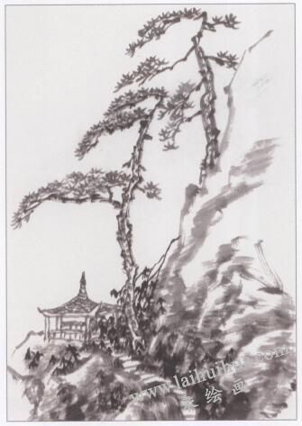 中國(guó)山水畫《松亭圖》畫法步驟03