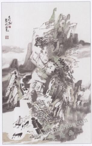 中國山水畫作品的作畫步驟03