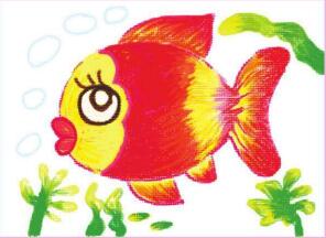 自在的魚兒油棒畫畫法步驟03
