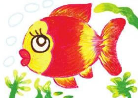 自在的魚兒油棒畫畫法步驟