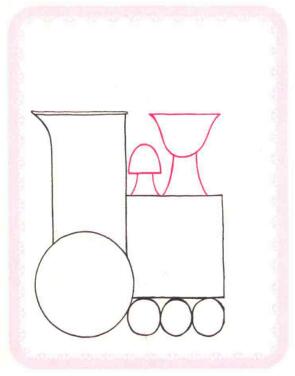 蒸汽火車簡筆畫法步驟02