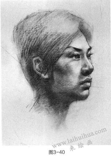 短發(fā)女青年頭部素描的步驟和方法04