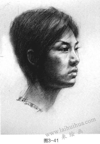 短發(fā)女青年頭部素描的步驟和方法05