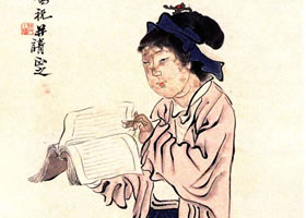 任伯年《授書圖》欣賞