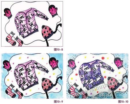 我的羽絨服兒童繪畫步驟08,09,10