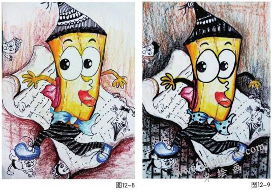 鉛筆人兒童繪畫步驟08,09