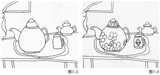 茶壺寫生兒童繪畫步驟03,04