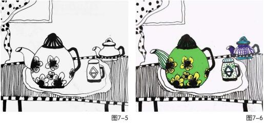 茶壺寫生兒童繪畫步驟05,06