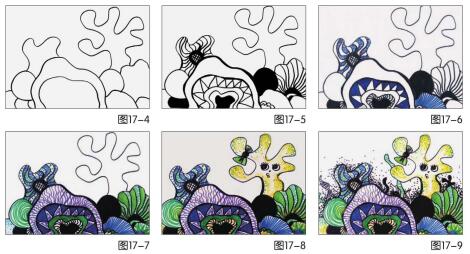 夢(mèng)幻珊瑚海兒童繪畫(huà)步驟04,05,06,07,08,09