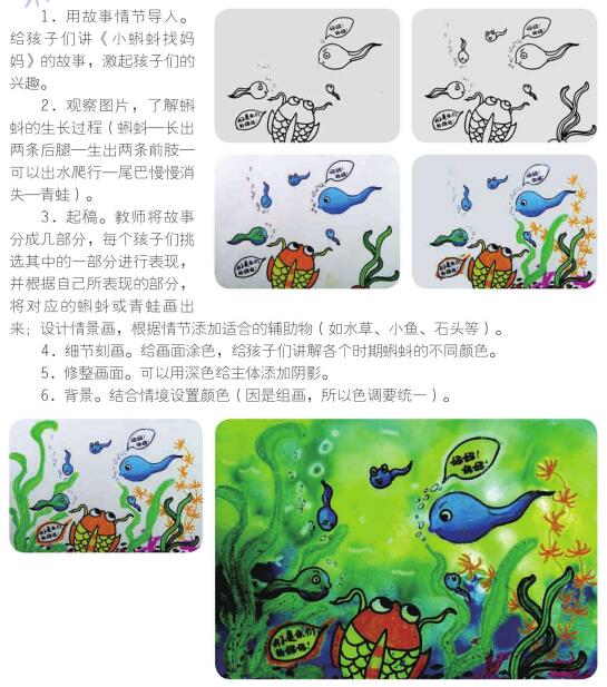 小蝌蚪找媽媽兒童繪畫步驟