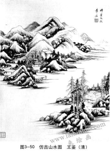 間接三度空間：仿古山水圖