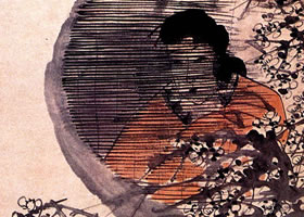 任伯年《隔簾仕女圖》欣賞