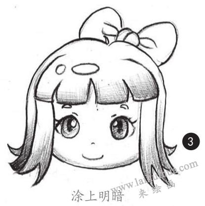 女生頭發(fā)素描畫法步驟03