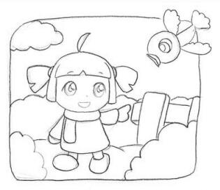 小女孩創(chuàng)意素描畫法步驟02