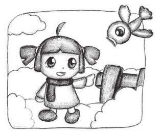 小女孩創(chuàng)意素描畫法步驟03