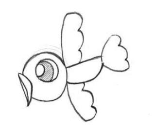 小鳥創(chuàng)意素描的畫法步驟02