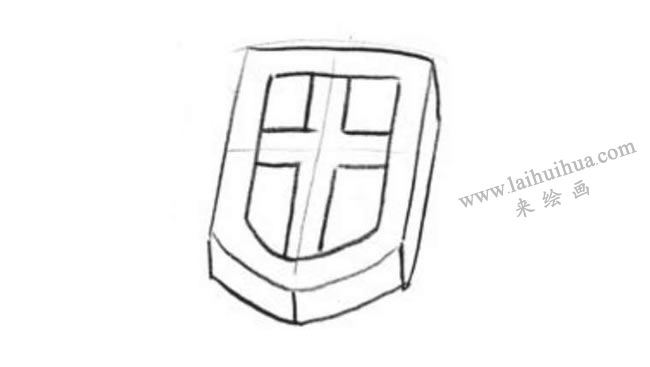 盾牌的創(chuàng)意素描畫(huà)法步驟03