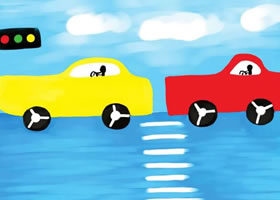 馬路上的汽車水粉畫(huà)作畫(huà)步驟