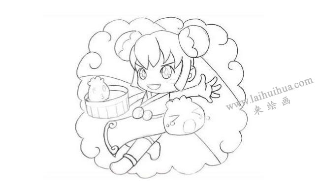 中華小吃（美食）創(chuàng)意素描畫法步驟02