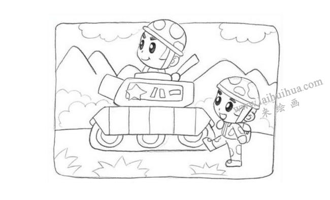 玩具士兵創(chuàng)意素描畫法步驟02