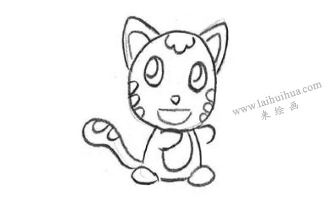 小貓創(chuàng)意素描畫法步驟03