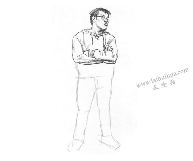 站姿男青年速寫(xiě)作畫(huà)步驟02
