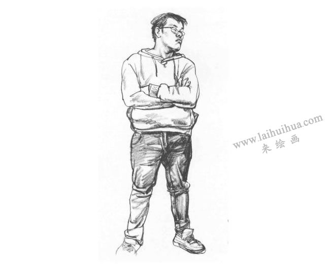 站姿男青年速寫(xiě)作畫(huà)步驟04