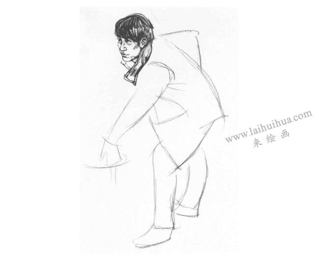 打臺球的男青年速寫作畫步驟01