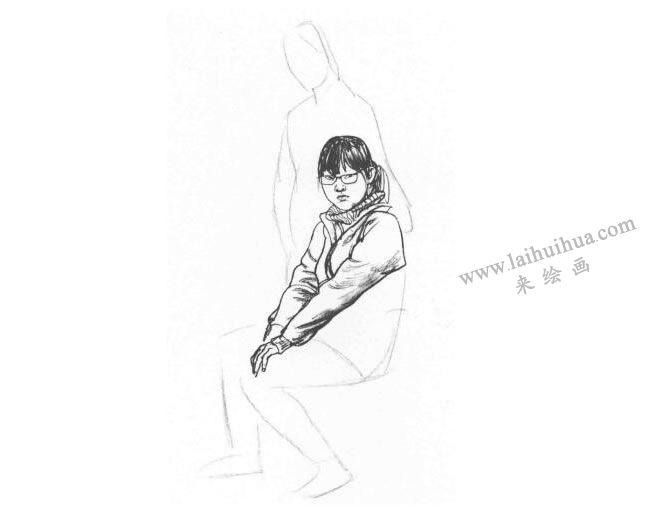 雙人組合速寫作畫步驟02