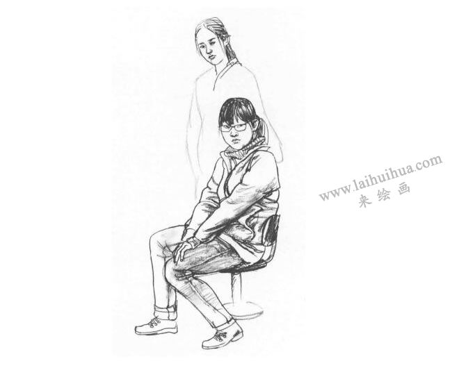 雙人組合速寫作畫步驟04