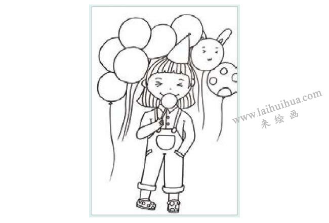 快樂的小女孩水粉畫作畫步驟01
