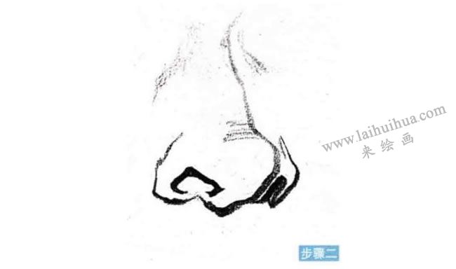 人物鼻子速寫刻畫步驟02