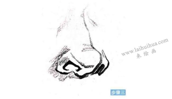 人物鼻子速寫刻畫步驟03