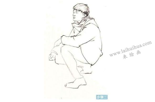 人物蹲姿速寫步驟02