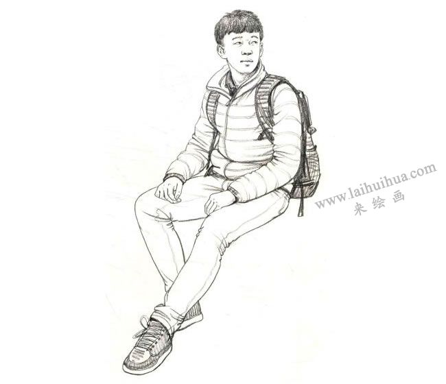 男性坐姿速寫步驟04