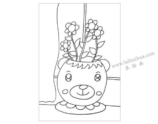 窗臺(tái)上的花盆水粉畫作畫步驟02