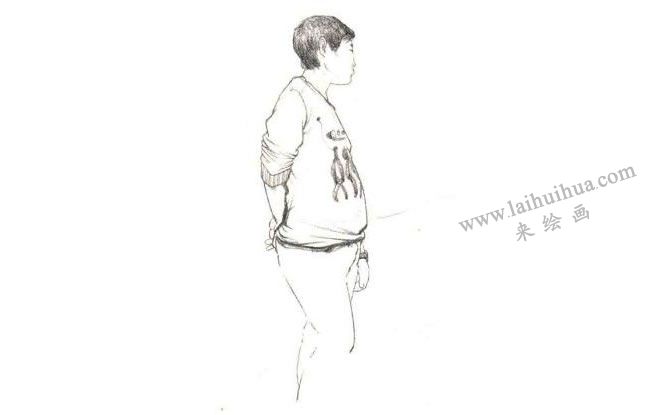 男性站姿速寫步驟02