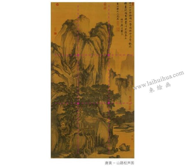 九宮格構(gòu)圖：唐寅山路松聲圖