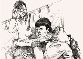 公交車上雙人速寫步驟圖演示