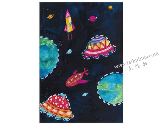 星空水粉畫作畫步驟05