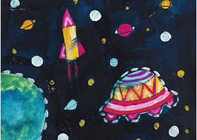 星空水粉畫作畫步驟