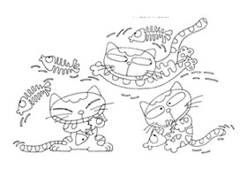 小貓和魚卡通畫造型